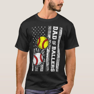 Lustiger Vater von Ballspielern USA-Flagge Basebal T-Shirt