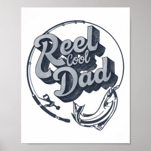 Lustiger Vatertag Reel Cooler Papa Opa Fisch Poster
