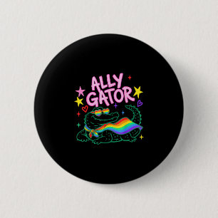 Lustiger Verbündeter Alligator Stolz Monat Regenbo Button