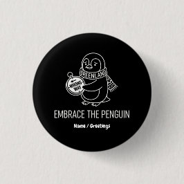Lustiger verlorener Grönland-Pinguin umarmt die fa Button