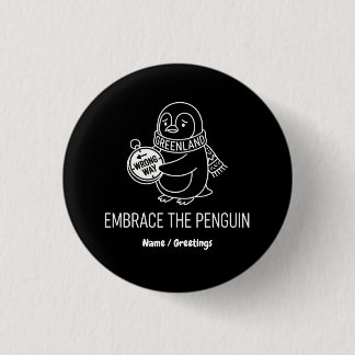 Lustiger verlorener Grönland-Pinguin umarmt die fa Button