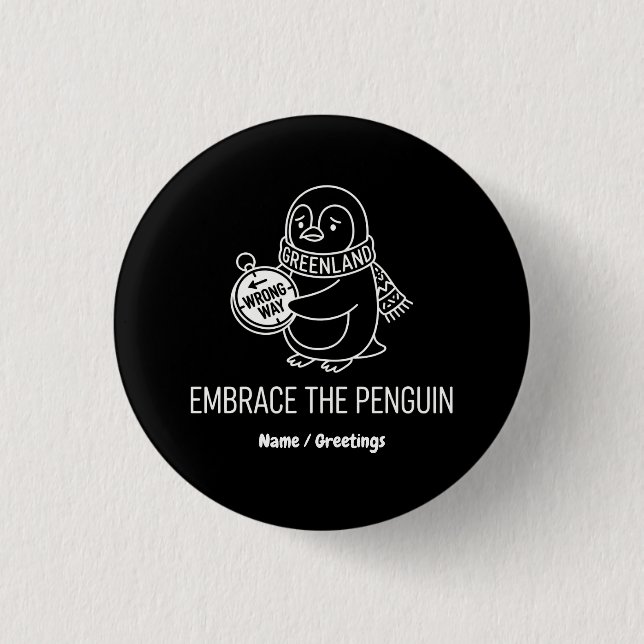 Lustiger verlorener Grönland-Pinguin umarmt die fa Button (Vorderseite)