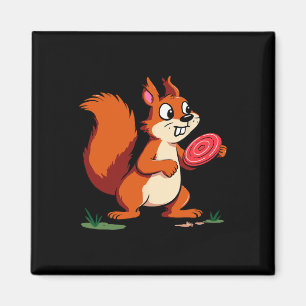 Lustiger verrückter Eichhörnchen-Disc-Golf-Spieler Magnet