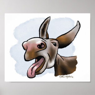 Lustiger verrückter Esel-Cartoon Poster