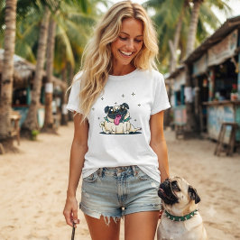 Lustiger verrückter niedlicher Pug mit Nietenhalft T-Shirt