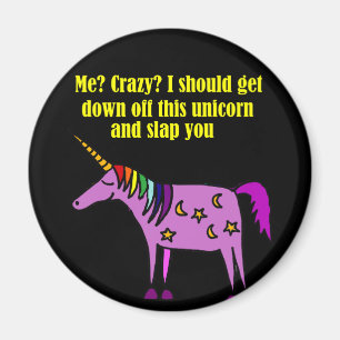Lustiger verrückter Unicorn-Cartoon Magnet