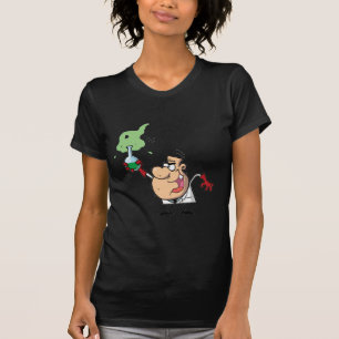 Lustiger verrückter Wissenschaftler hält grünes Ge T-Shirt
