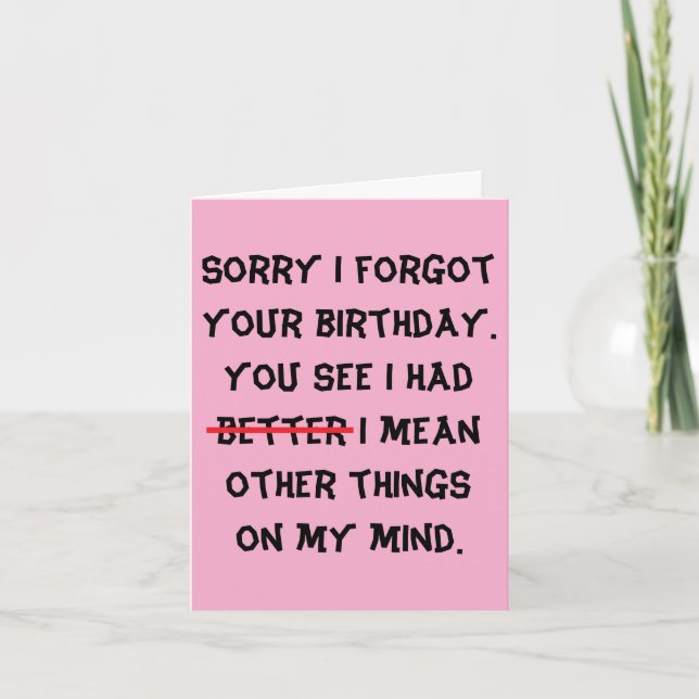 lustiger verspäteter Geburtstag Karte (Vorderseite)