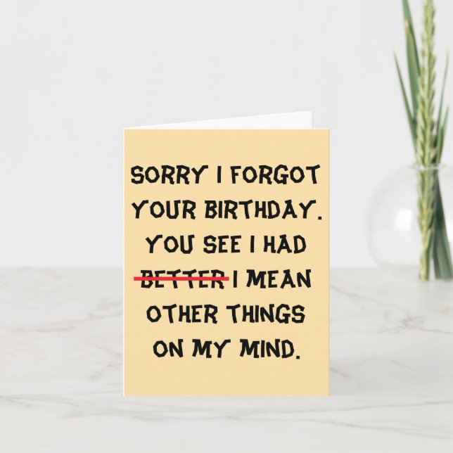 lustiger verspäteter Geburtstag Karte (Vorderseite)