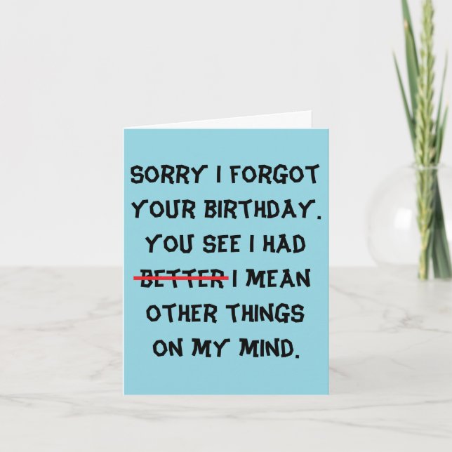 lustiger verspäteter Geburtstag Karte (Vorderseite)