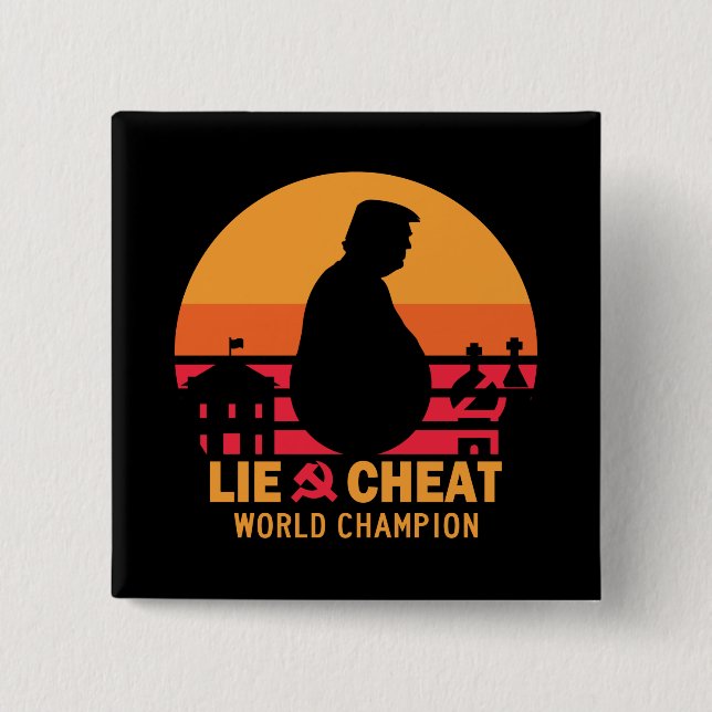 Lustiger Verstecken-Bigfoot-Trumpf Button (Vorderseite)