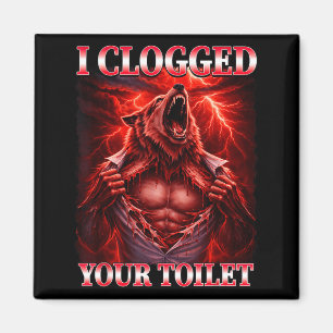 Lustiger verstopfter Toilette Alpha-Wolf-Meme Gehi Magnet