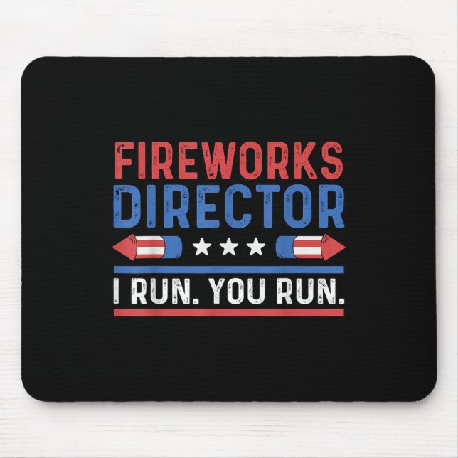 Lustiger vierter 4. Juli Feuerwerksdirektor Ich la Mousepad (Vorne)