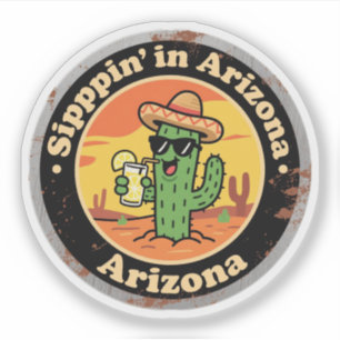 Lustiger Vintage-Arizona-Sippin-Kaktus Aufkleber