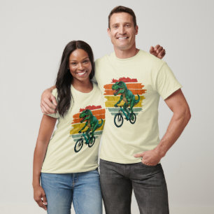 Lustiger Vintage-Dinosaur auf Fahrrad Humorvolle T-Shirt