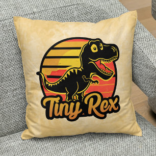 Lustiger Vintage-Dinosaurier Trex bei Sonnenunterg Kissen