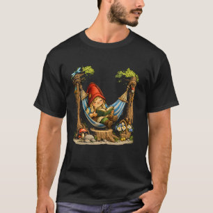 Lustiger Vintage Fauler Gartenzwerg Hängematte Mag T-Shirt
