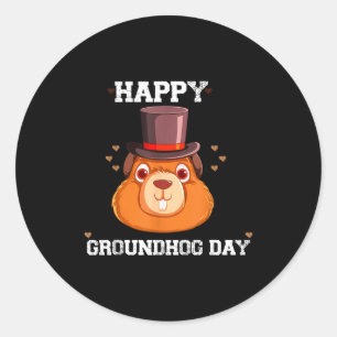 Lustiger Vintage Glücklicher Groundhog Day 2024 Fe Runder Aufkleber