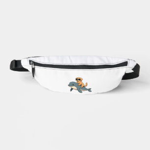 Lustiger Vintage Golden Retriever reitet auf Belug Bauchtasche