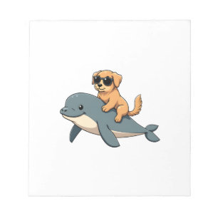 Lustiger Vintage Golden Retriever reitet auf Belug Notizblock