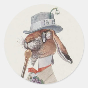 Lustiger Vintage-Hase - Ostergeschenk Runder Aufkleber