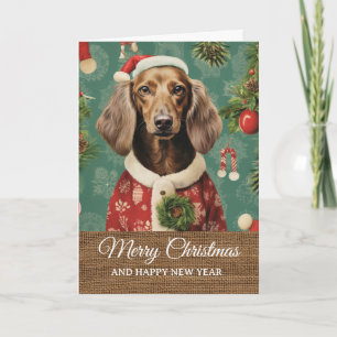 Lustiger Vintage-Hund im Kostüm Weihnachten Karte