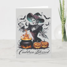 Lustiger Vintage-Kessel Gesegnete Hexe Halloween