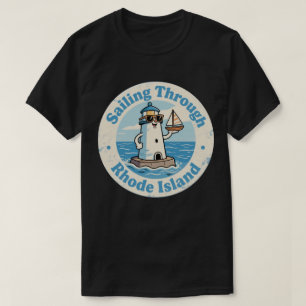 Lustiger Vintage-Leuchtturm Rhode Island Segelboot T-Shirt
