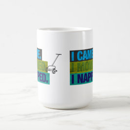 Lustiger Vintage-Rasenmäher mäht Papa-Witz Honey D Kaffeetasse