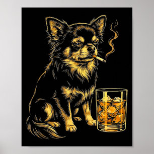 Lustiger Vintage-Raucher-Chihuahua-Hunde-Meme-Graf Poster