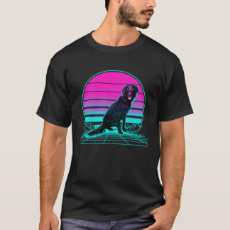 Lustiger Vintage Retro Sonnenuntergang Flat Coated T-Shirt