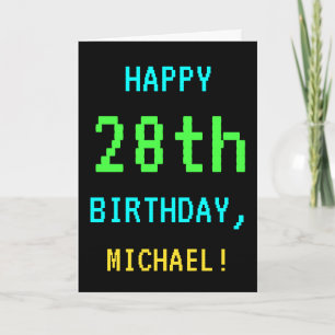 Lustiger Vintage-/Retro-Videospiel-Look zum 28. Ge Karte