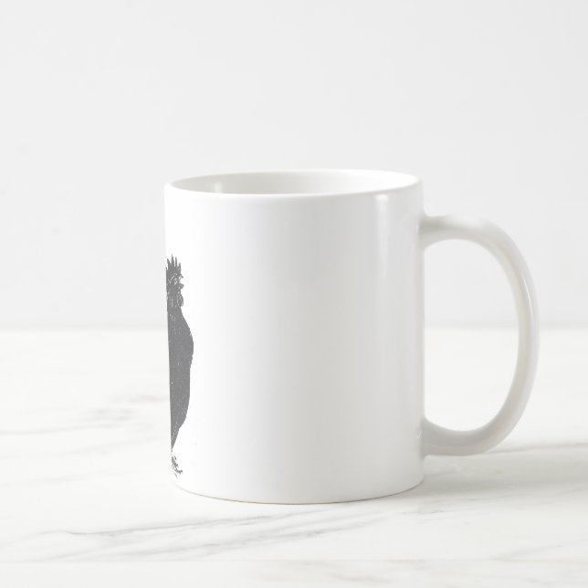 Lustiger Vintage schwarzer Hahn Huhn  Kaffeetasse (Rechts)