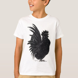 Lustiger Vintage schwarzer Hahn Huhn T-Shirt