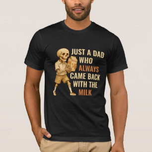 Lustiger Vintage-Skelett-Vater-Milch-Witz T-Shirt