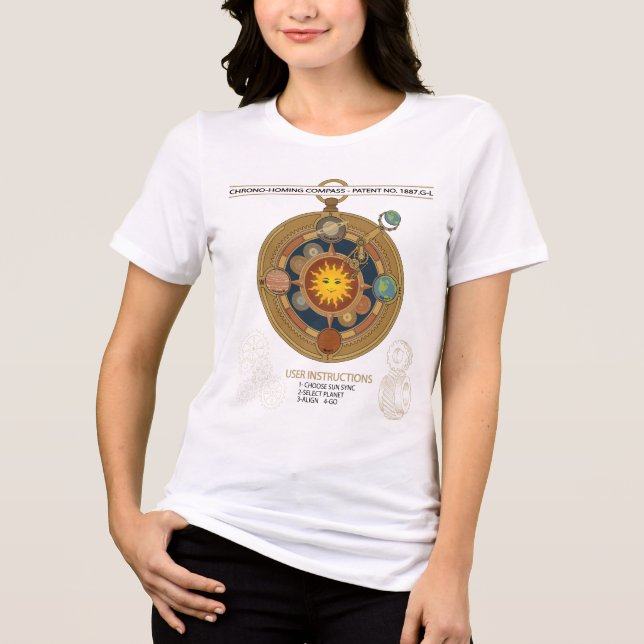 Lustiger Vintage-Sonnensystem-Steampunk-Kompass Tri-Blend Shirt (Vorderseite)