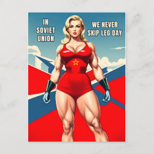 Lustiger Vintage-Stil Sowjet USSR Gym Muskel Humor Postkarte