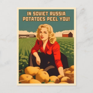 Lustiger Vintage-Stil Sowjet USSR Kartoffel Humor Postkarte