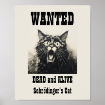 Lustiger Vintage-Wanted-Poster Schrödingers Katze