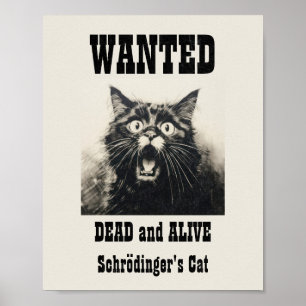 Lustiger Vintage-Wanted-Poster Schrödingers Katze Poster