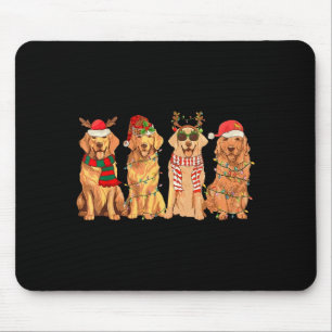 Lustiger Vintage-Weihnachtsmann Golden Retriever H Mousepad