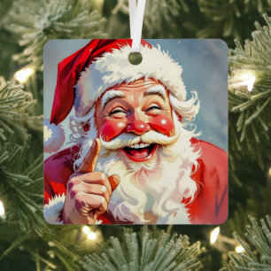 Lustiger Vintage-Weihnachtsmann Weihnachten Ornament Aus Metall