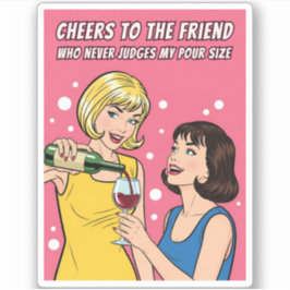 Lustiger Vintage-Wein-Humor Bester Freund Pop-Art Aufkleber