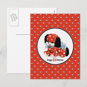 Lustiger Vintage-Welpe Valentinstag Feiertagspostkarte