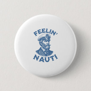 Lustiger Vintage-Yacht-Kapitän fühlt sich frech Button