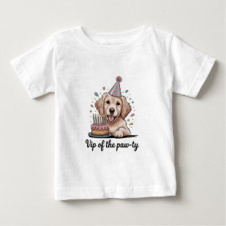 Lustiger "VIP der Paw-ty" Hundegeburtstag Baby T-shirt