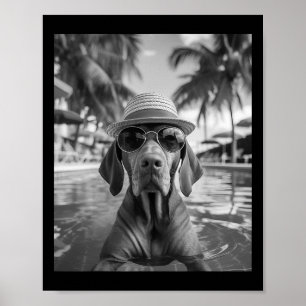Lustiger Vizsla-Selfie-Hund Sommerurlaub Poster