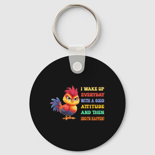 Lustiger Vogel Grumpy Hahn Sarkastischer Spruch Hu Schlüsselanhänger (Vorderseite)