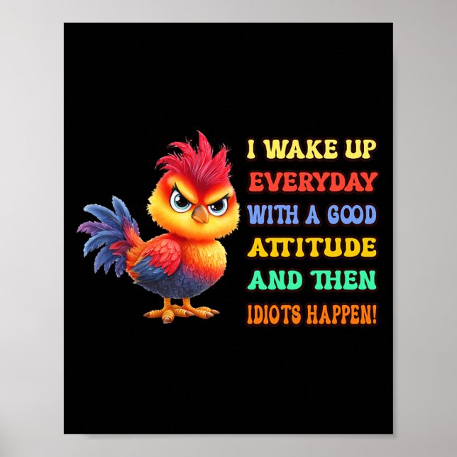 Lustiger Vogel Grumpy Hahn Sarkastischer Zitat Hah Poster (Vorne)