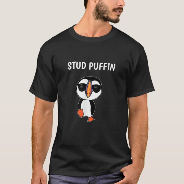 Lustiger Vogel Stud Puffin T-Shirt (Vorderseite)